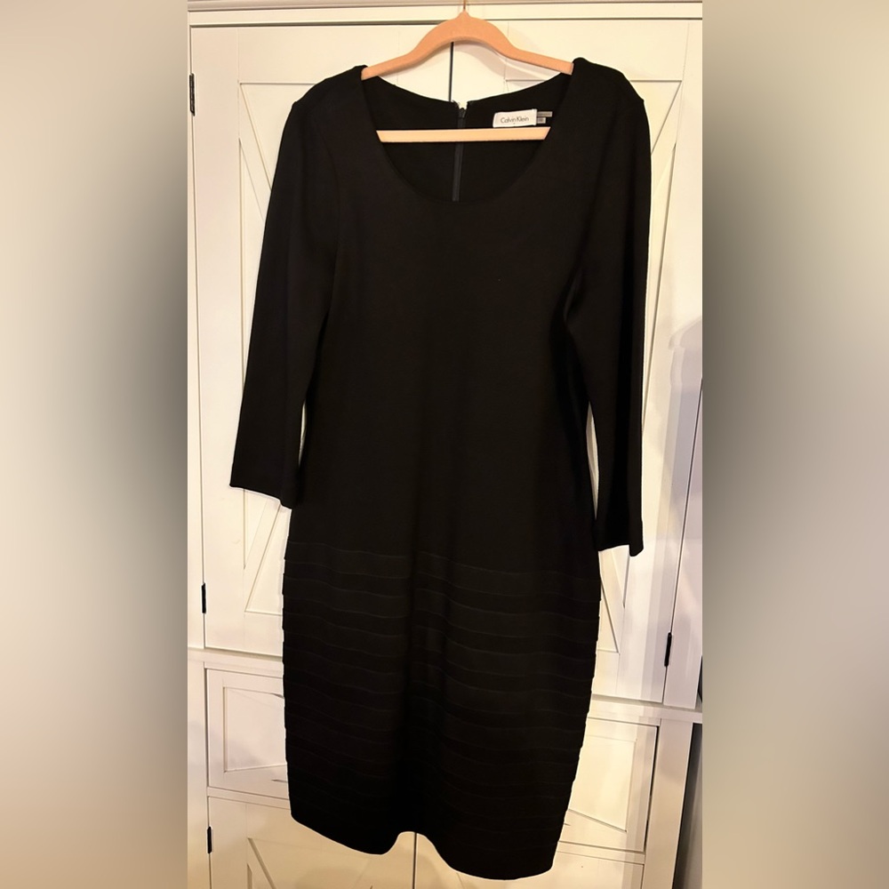 Calvin Klein long sleeved black bodycon dress, size 10